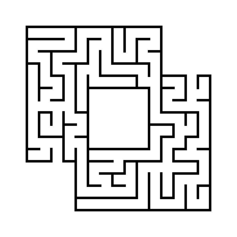 Square maze. Game for kids. Funny labyrinth. Education developing worksheet. Activity page. Puzzle for children. Riddle for preschool. Logical conundrum. Vector illustration.