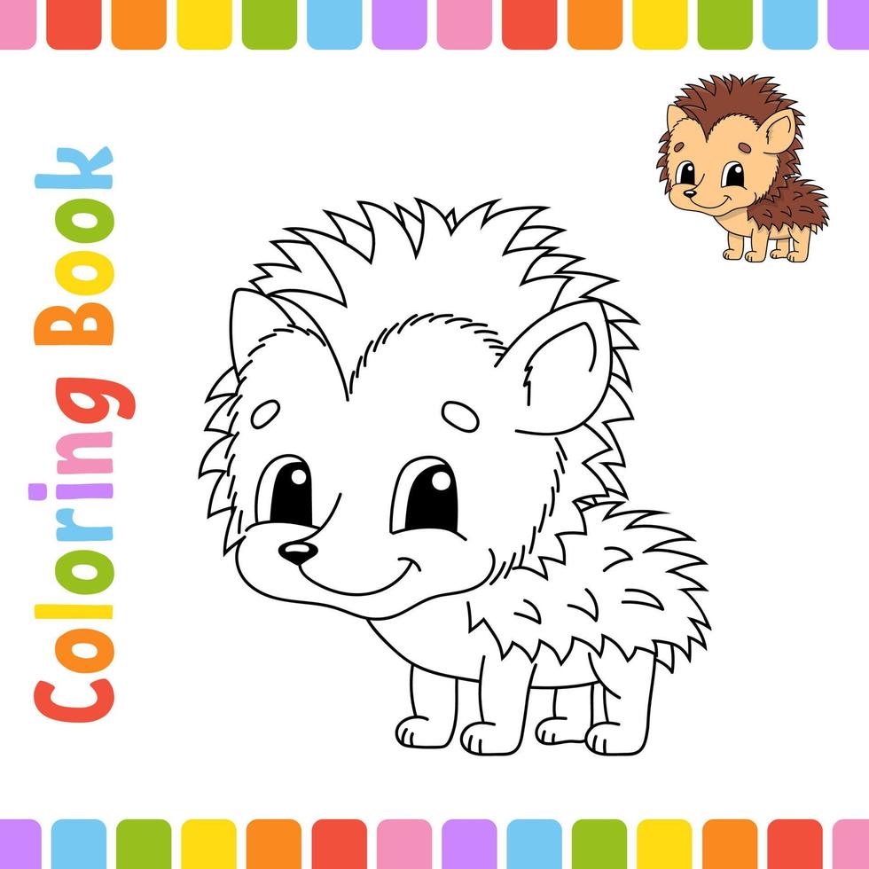 libro para colorear para niños. carácter alegre. lindo estilo de dibujos animados. página de fantasía para niños. silueta de contorno negro. aislado sobre fondo blanco. ilustración vectorial vector