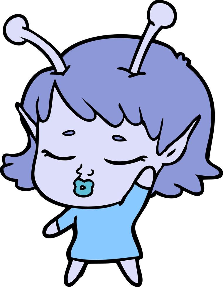 Cartoon cute alien girl vector