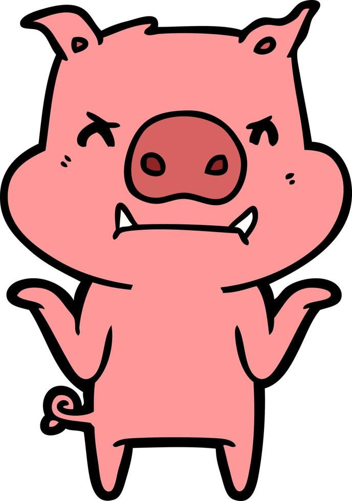 Cartoon pig angry vector