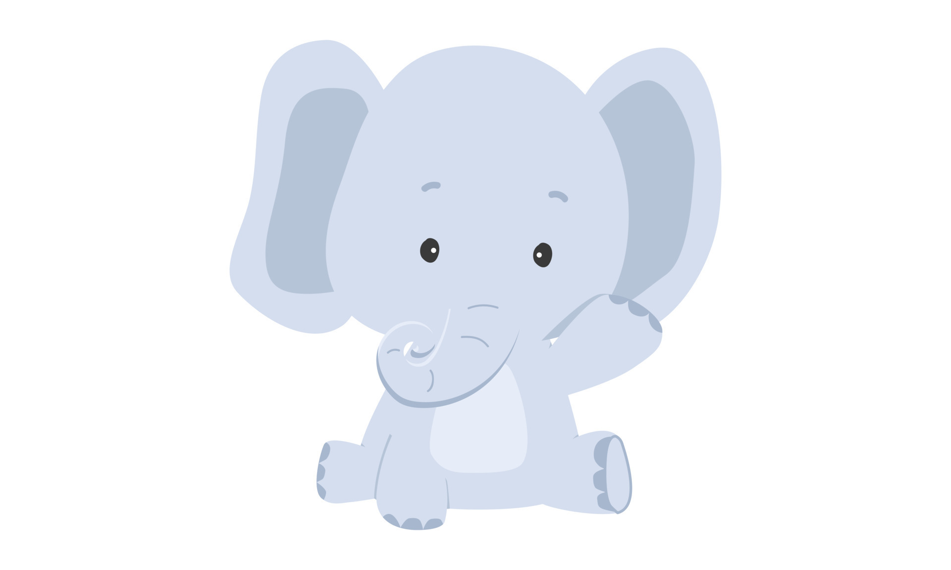 Baby boy elephant clipart. Simple cute elephant waving hand flat vector