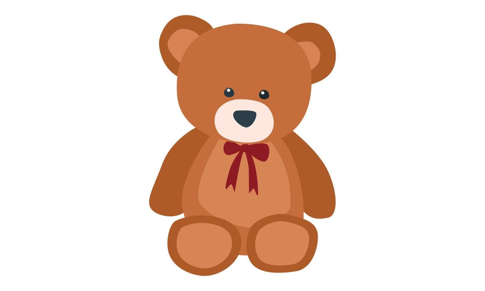 imágenes prediseñadas de oso de peluche. oso de peluche de juguete de bebé lindo simple con ilustración de vector plano de corbata. diseño de vector de icono de estilo de dibujos animados de oso de peluche marrón. concepto de decoración para niños, baby shower, recién nacidos y guarderías