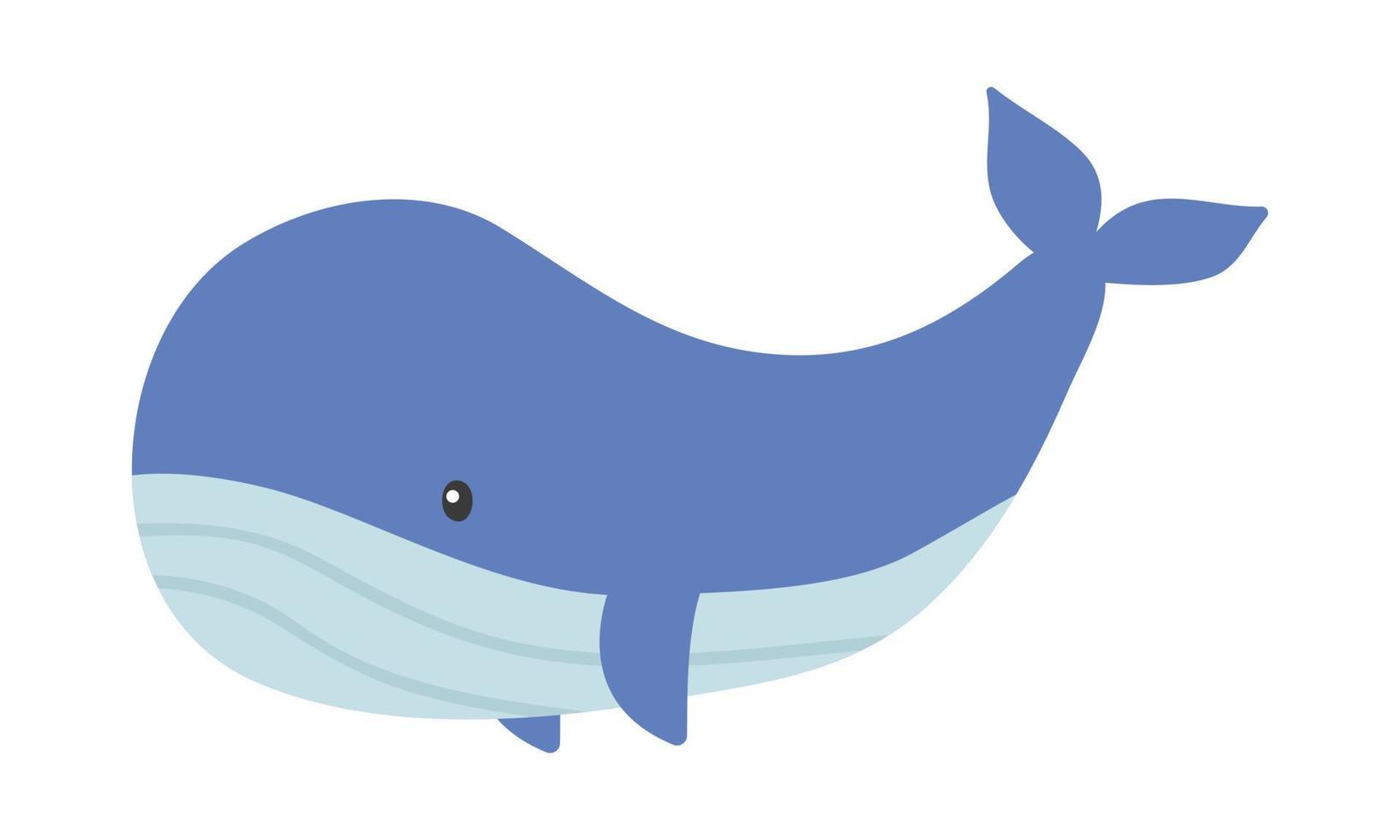 Blue baby shower whale clipart. Simple cute baby shower whale flat vector illustration. Lovely whale for baby shower, nursery decoration, birthday invitations, greeting card. Baby boy concept