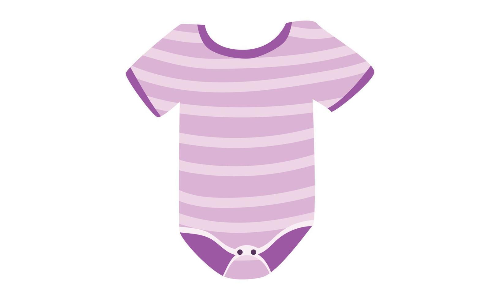 Purple baby onesie clipart. Simple cute baby onesie with stripes style flat vector illustration. Violet striped baby bodysuit, body children, baby shirt, romper, clothes for newborns cartoon drawing