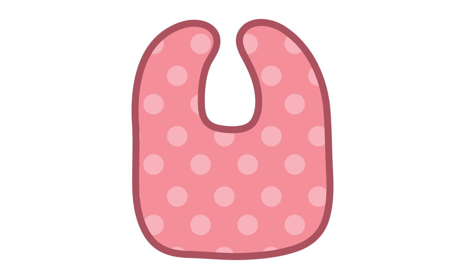 Cute baby bib clipart. Simple cute red bib for baby feeding flat vector illustration. Baby apron or bib in red polka dot pattern cartoon hand drawn. Kids, baby shower, nursery decoration