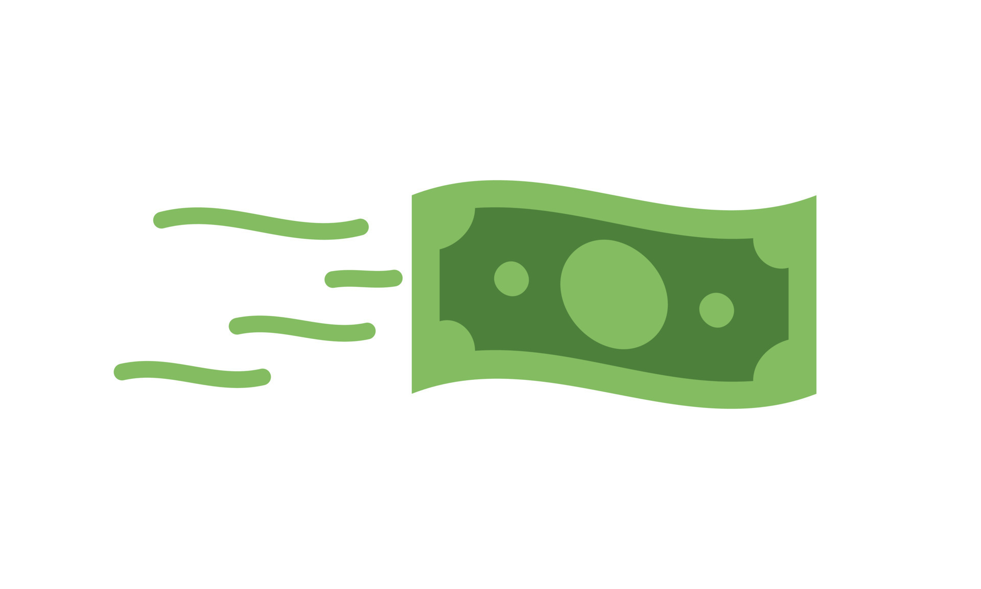 Sending money clipart vector design illustration. Simple green money