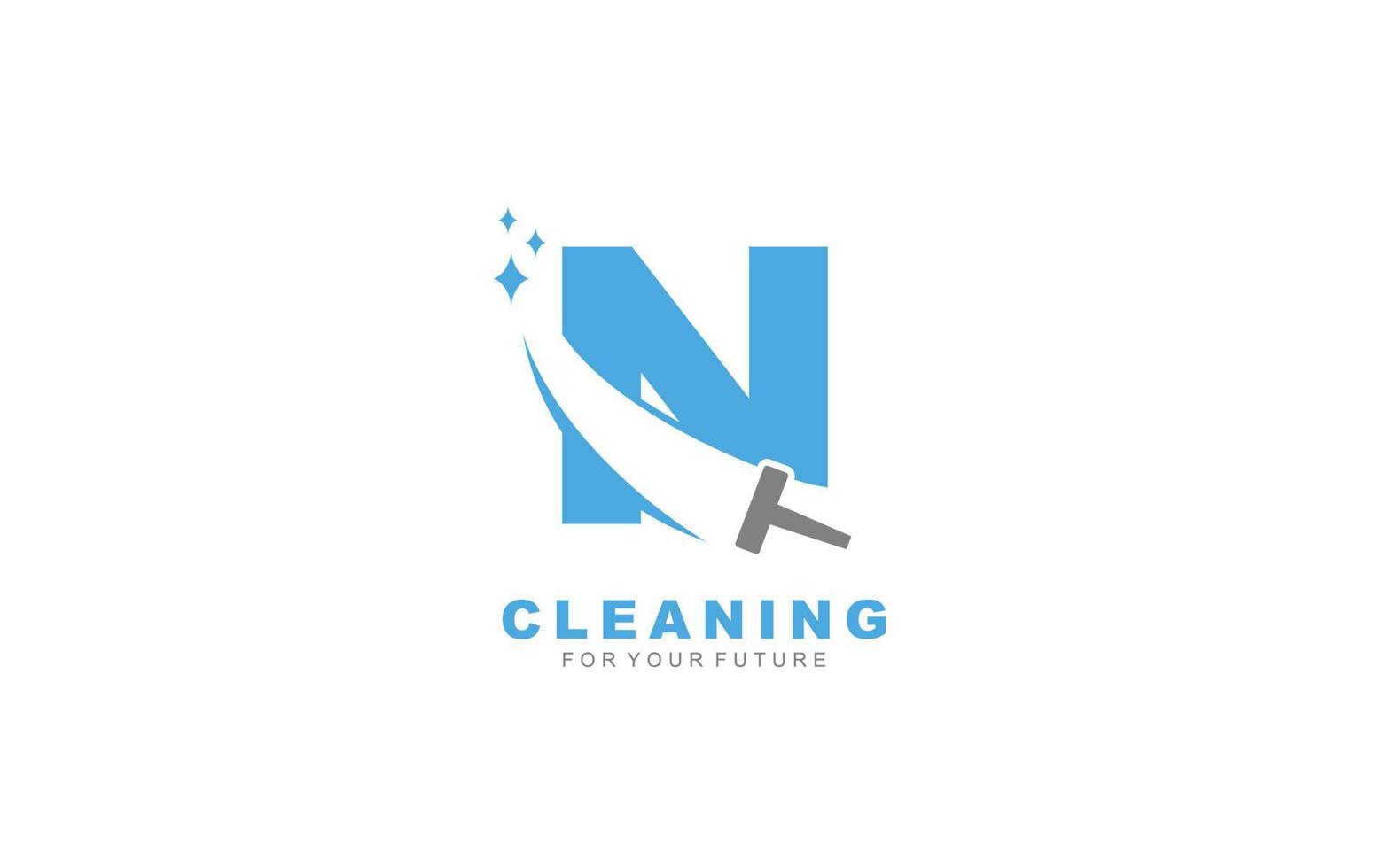 N logo cleaning services for branding company. Housework template vector illustration for your brand.