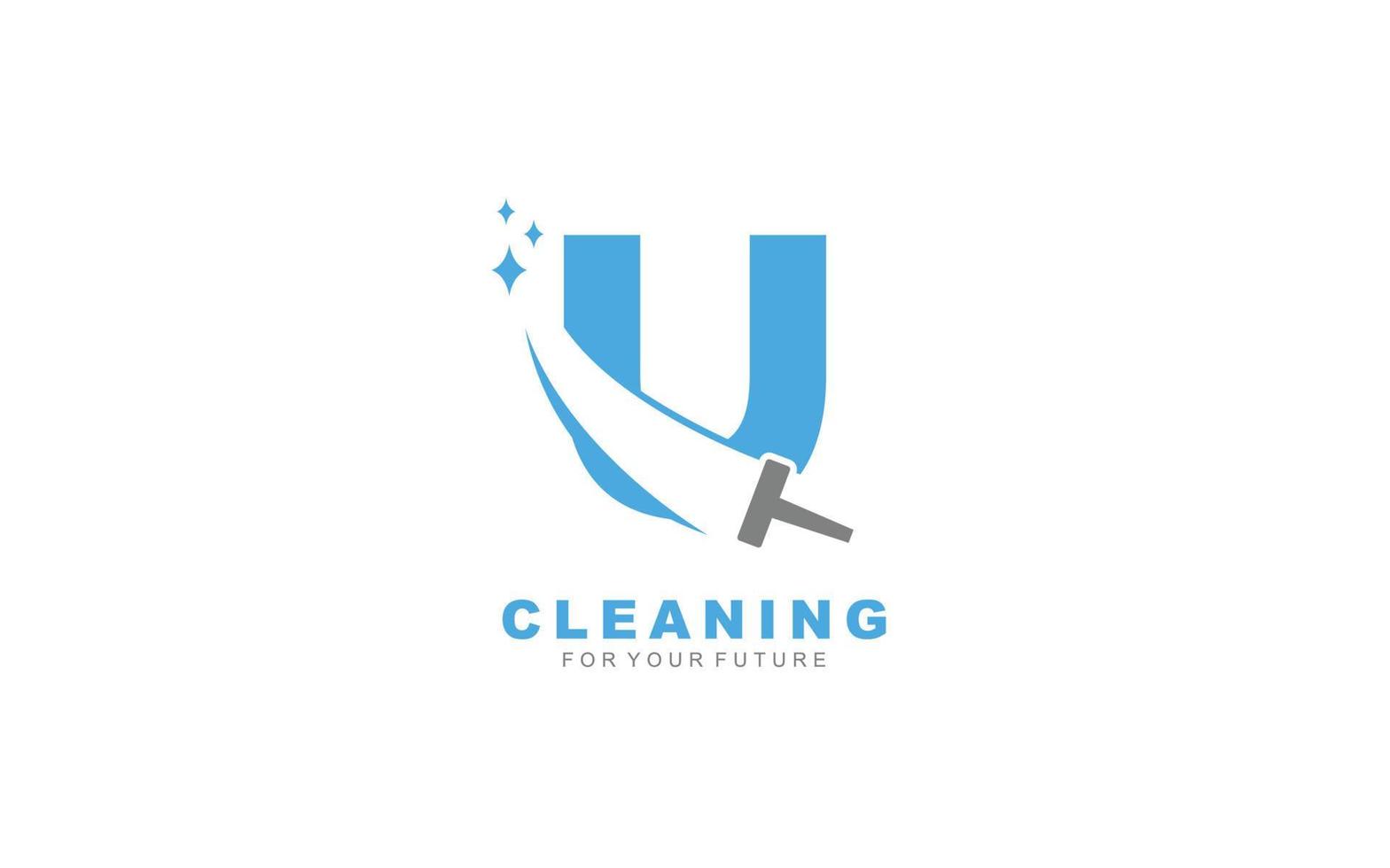 U logo cleaning services for branding company. Housework template vector illustration for your brand.