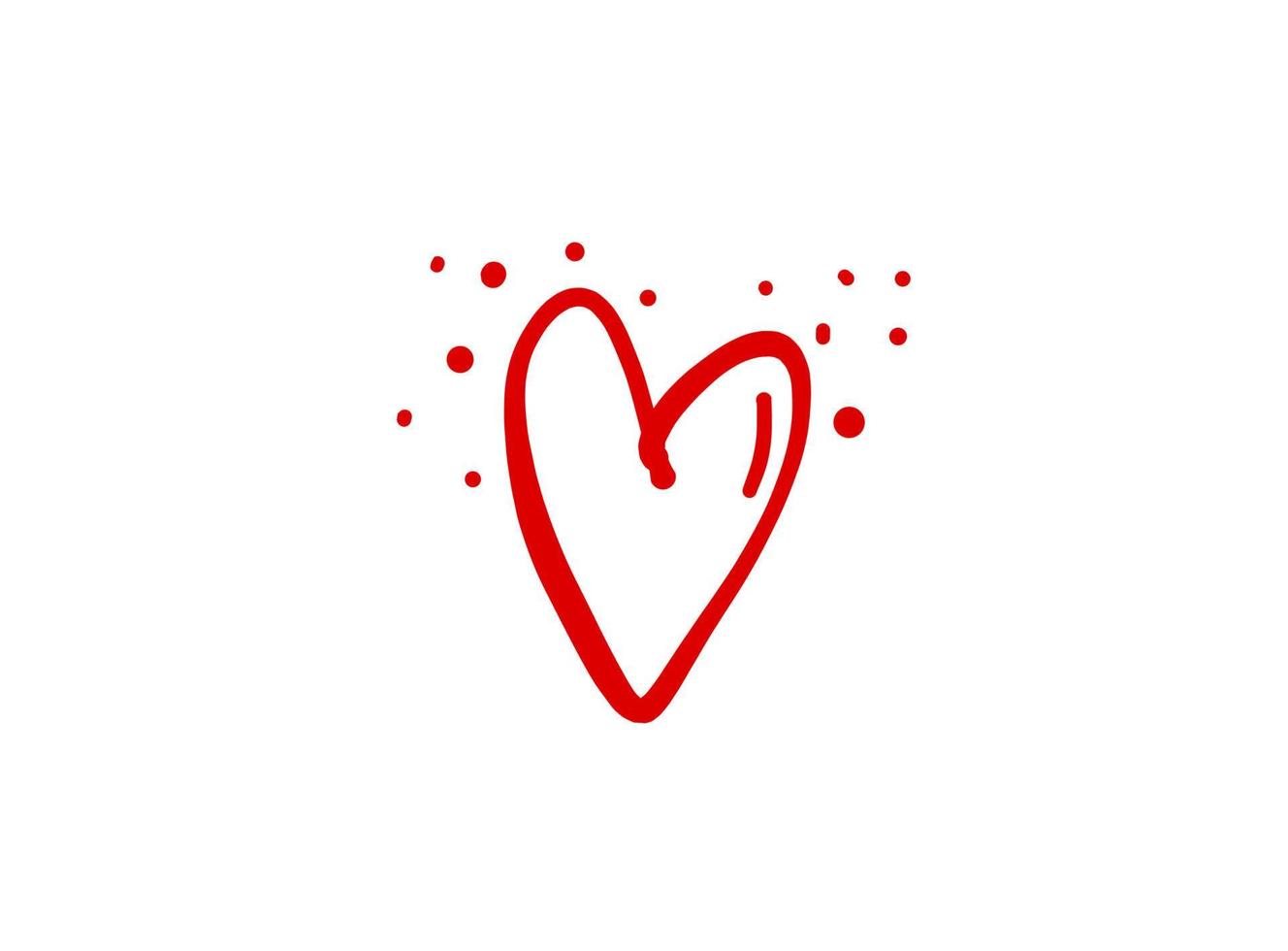 Heart illustration line art for template with black and red color. vector