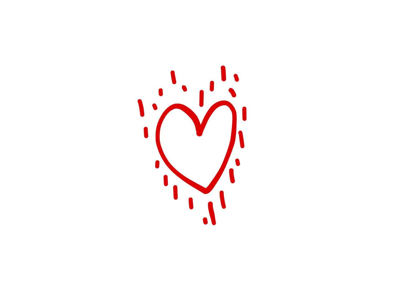 Heart illustration line art for template with black and red color. vector