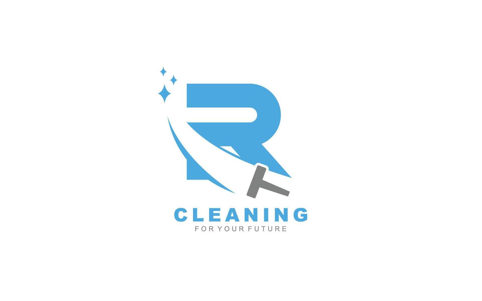 r logo servicios de limpieza para empresa de marca. ilustración de vector de plantilla de tareas domésticas para su marca.