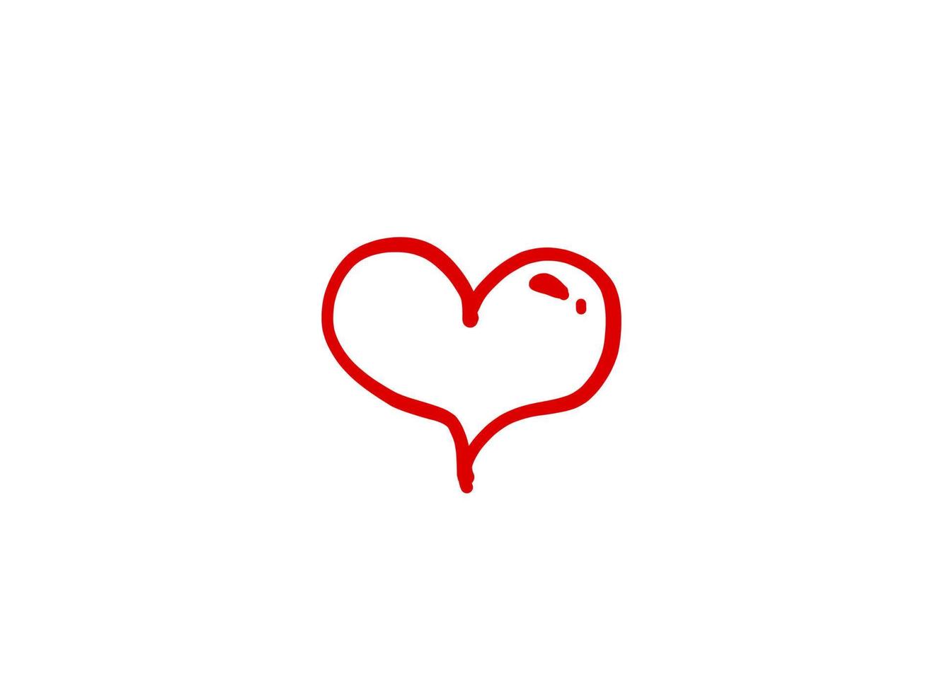 Heart illustration line art for template with black and red color. vector