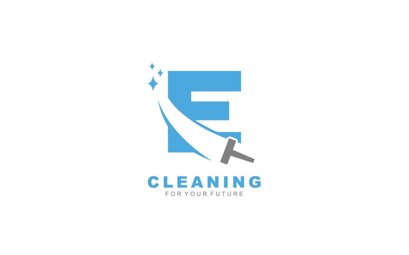 E logo cleaning services for branding company. Housework template vector illustration for your brand.