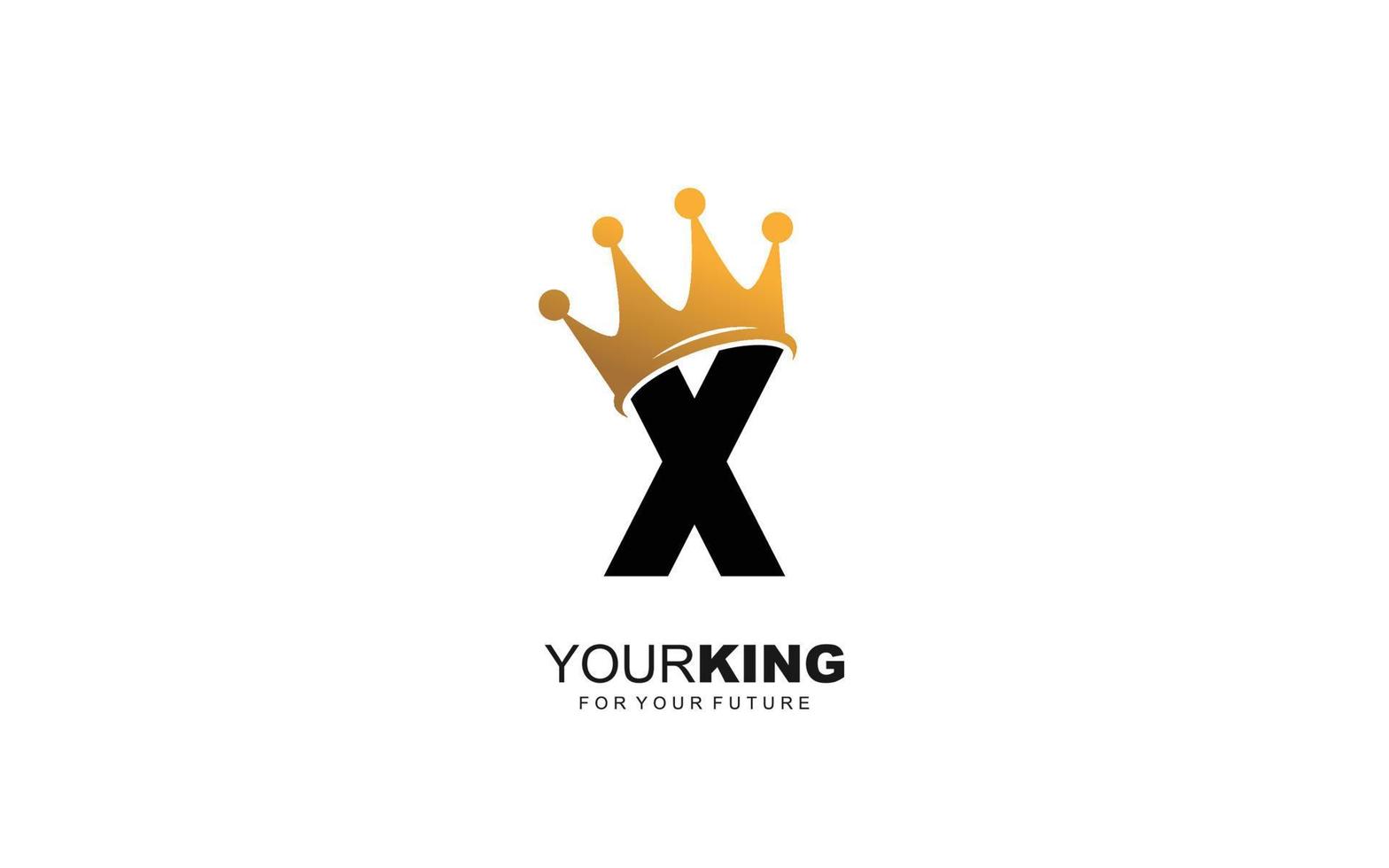 x logo corona para empresa constructora. ilustración de vector de plantilla de carta para su marca.