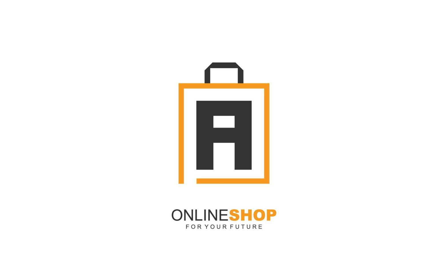una tienda online de logotipos para una empresa de marca. ilustración de vector de plantilla de bolsa para su marca.