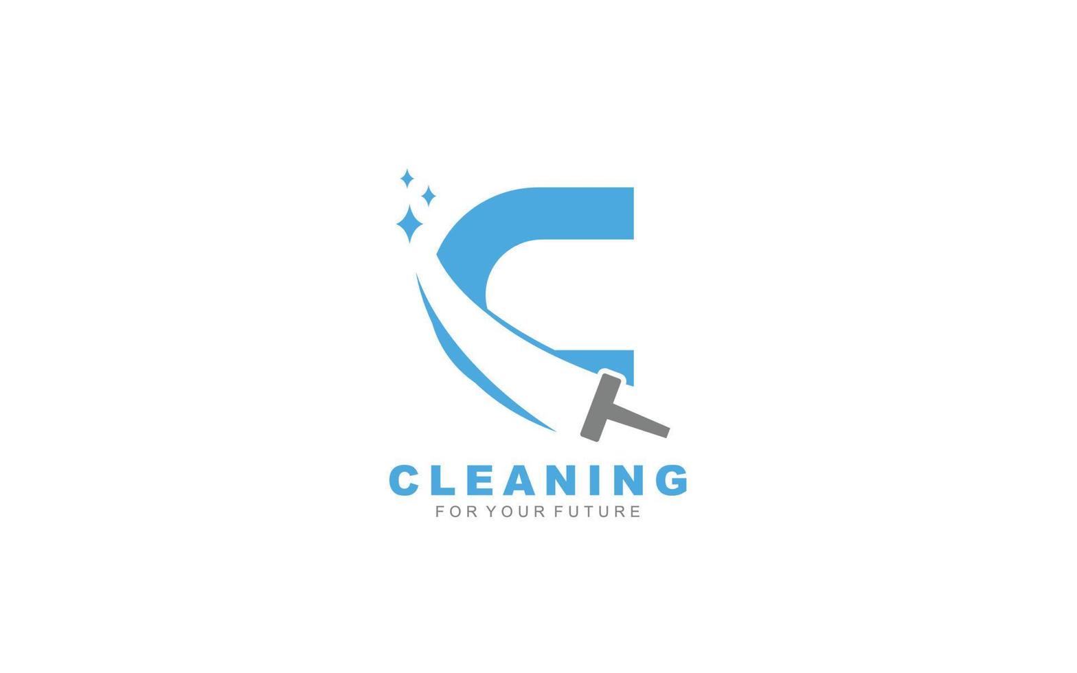 C logo cleaning services for branding company. Housework template vector illustration for your brand.