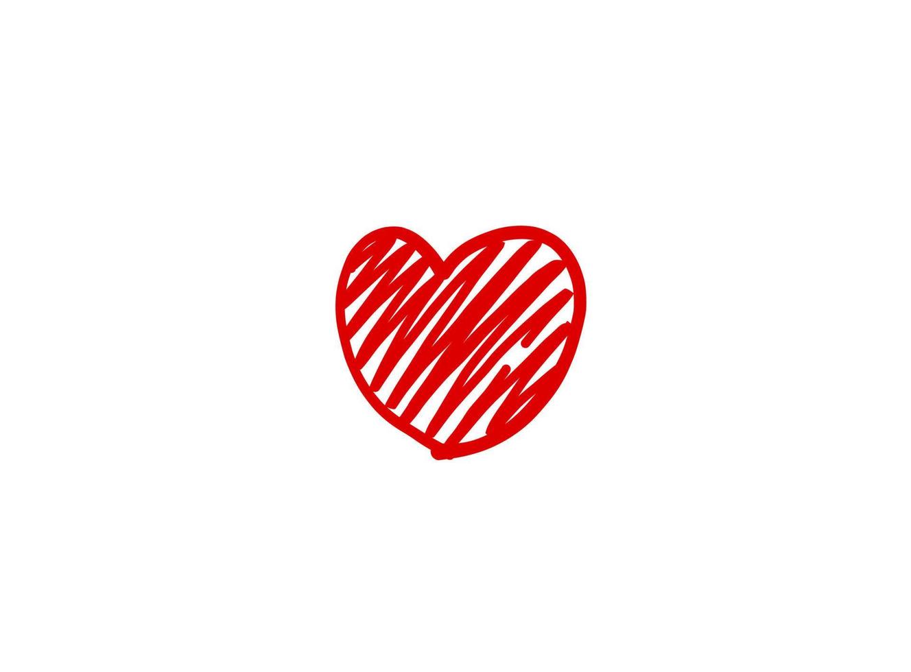 Heart illustration line art for template with black and red color. vector