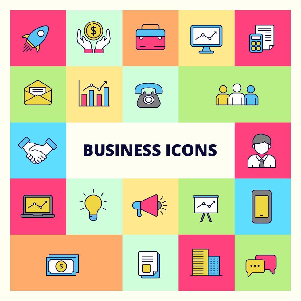 Business icons collection with colorful designs. Set of Business vector elements