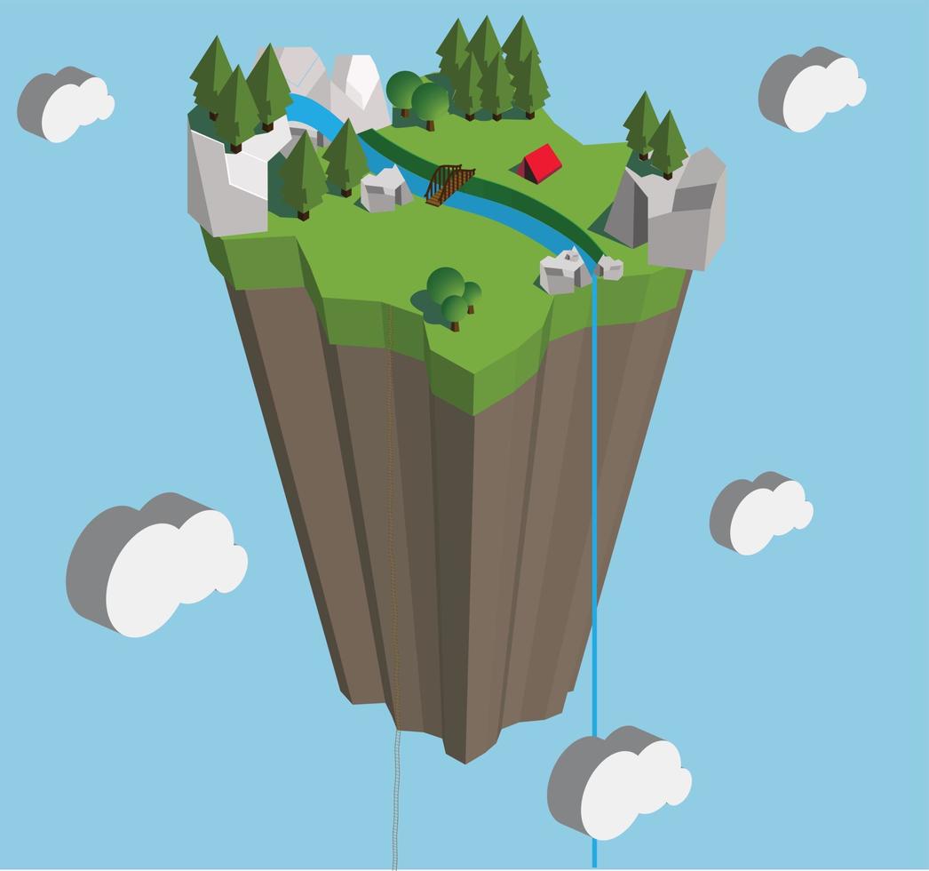 floating island in 3D vector