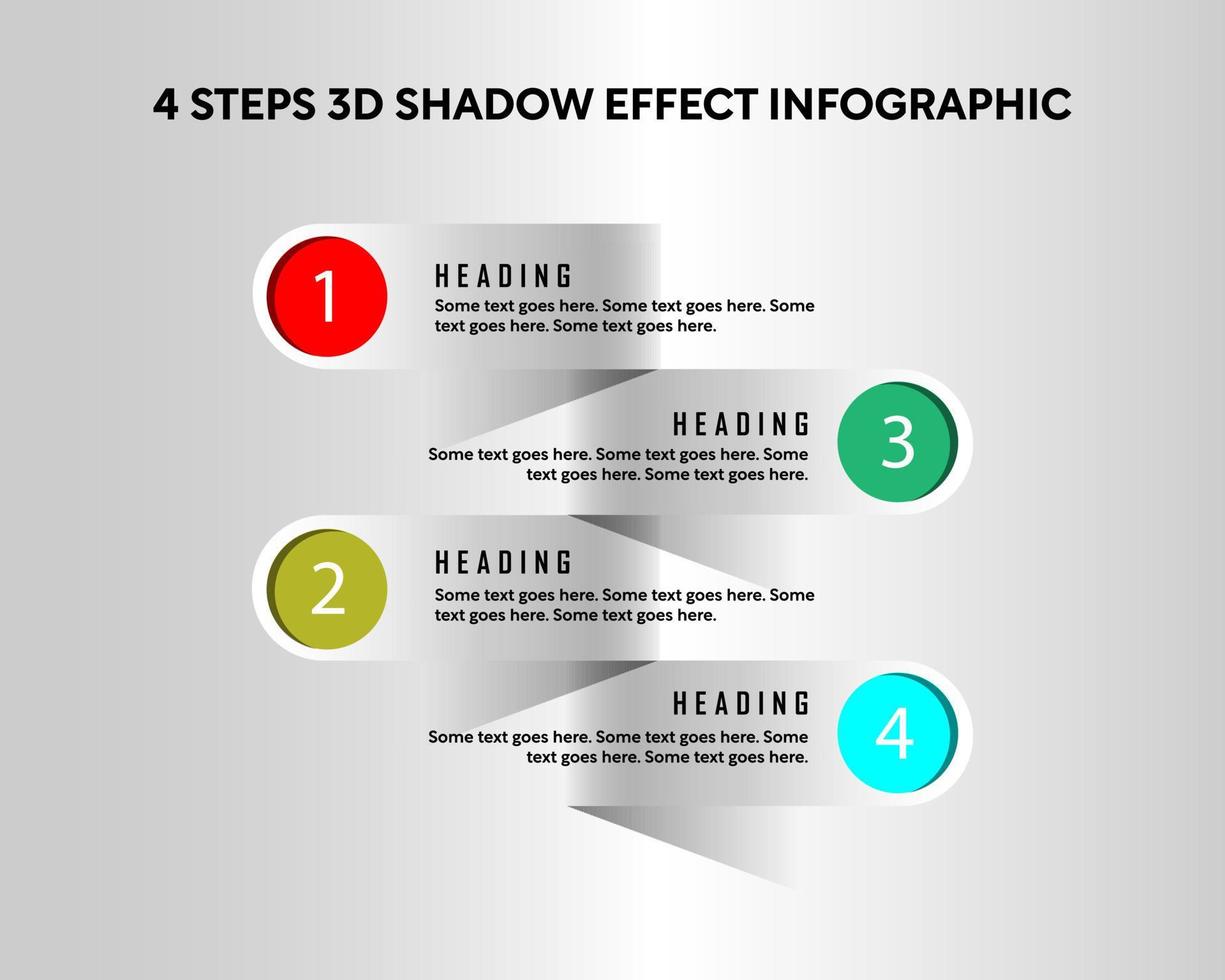 4 steps 3d shadow effect infographic vector