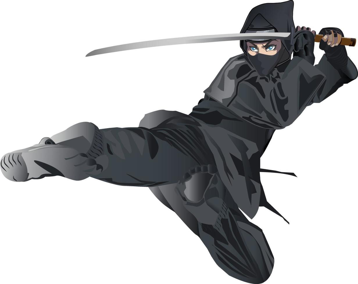 Female Ninja Manga Character for Comics in Vector