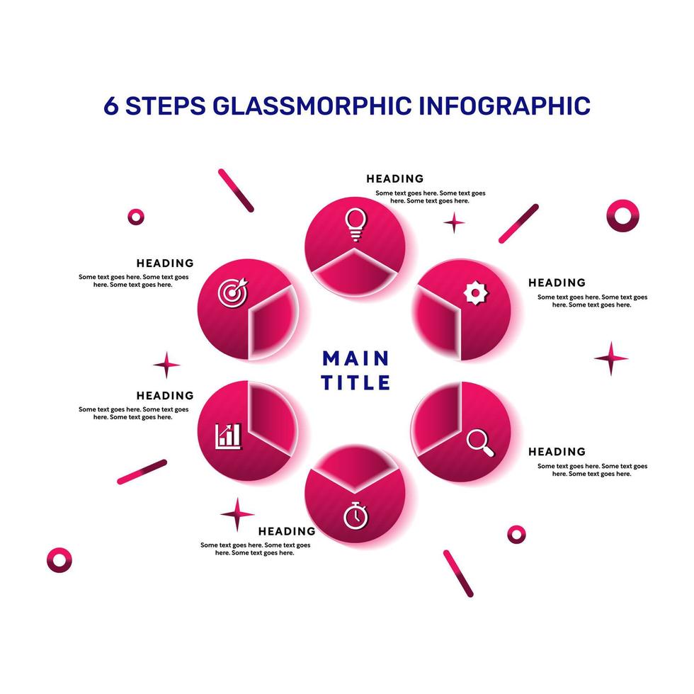 6 steps glassmorphic infographic vector