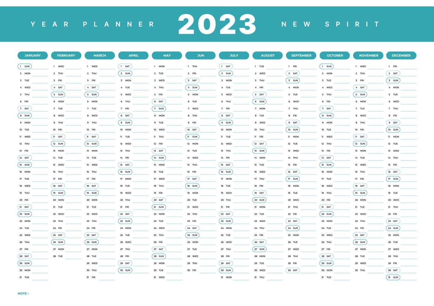 2023 Year Planner - Wall Planner Vector design ready to print