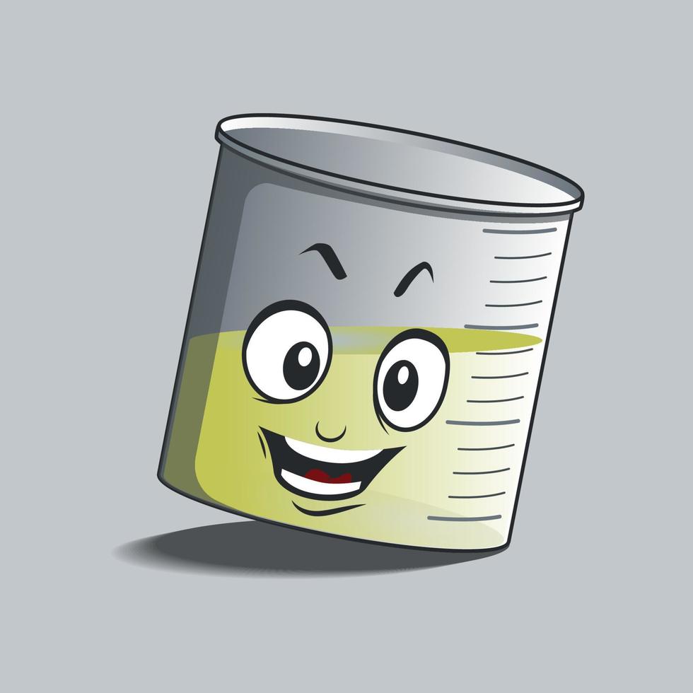 flat beaker cartoon character with happy facial expression vector