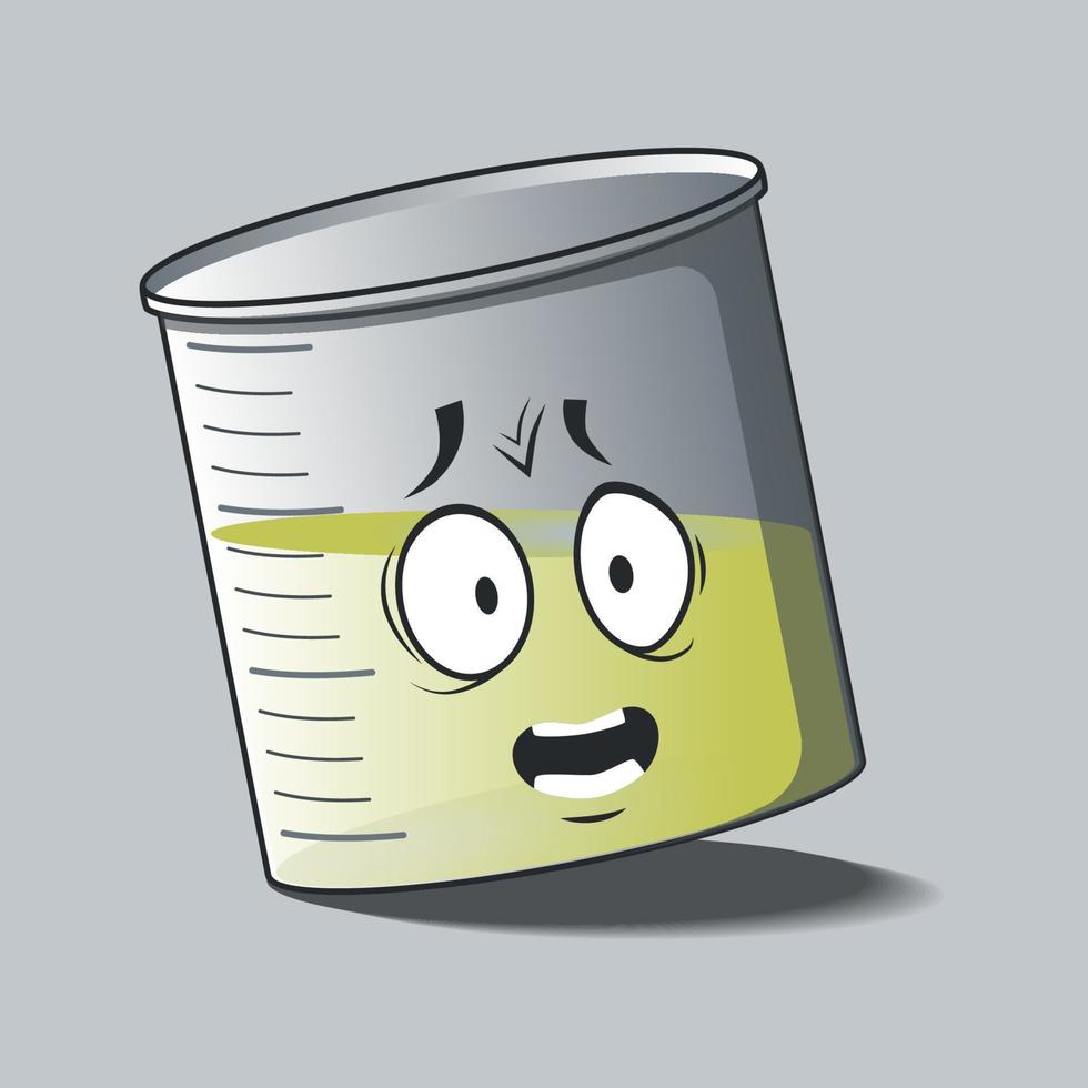 flat beaker cartoon character with angry facial expression vector