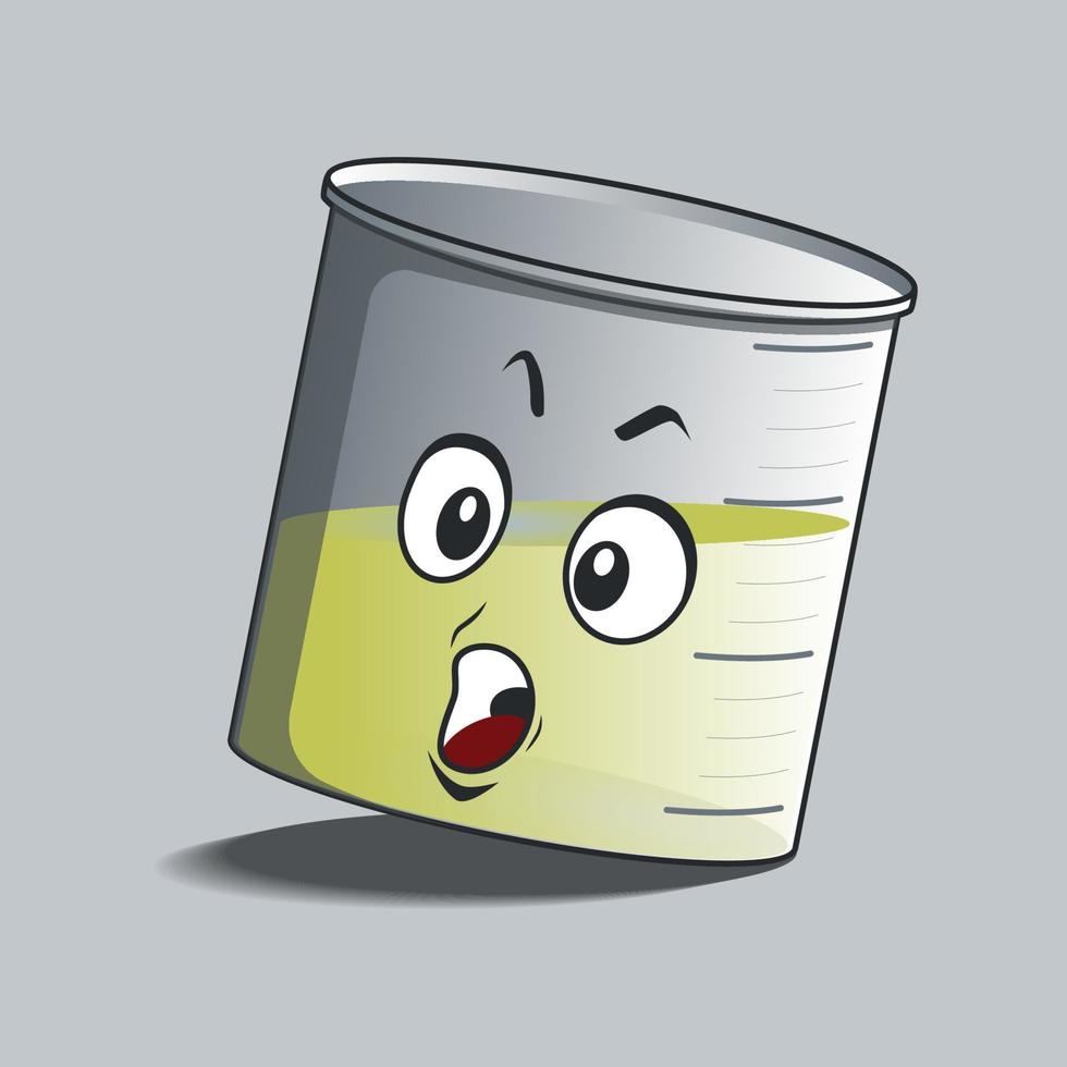 flat beaker cartoon character with happy facial expression vector