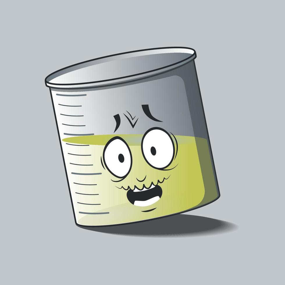 flat beaker cartoon character with angry facial expression vector