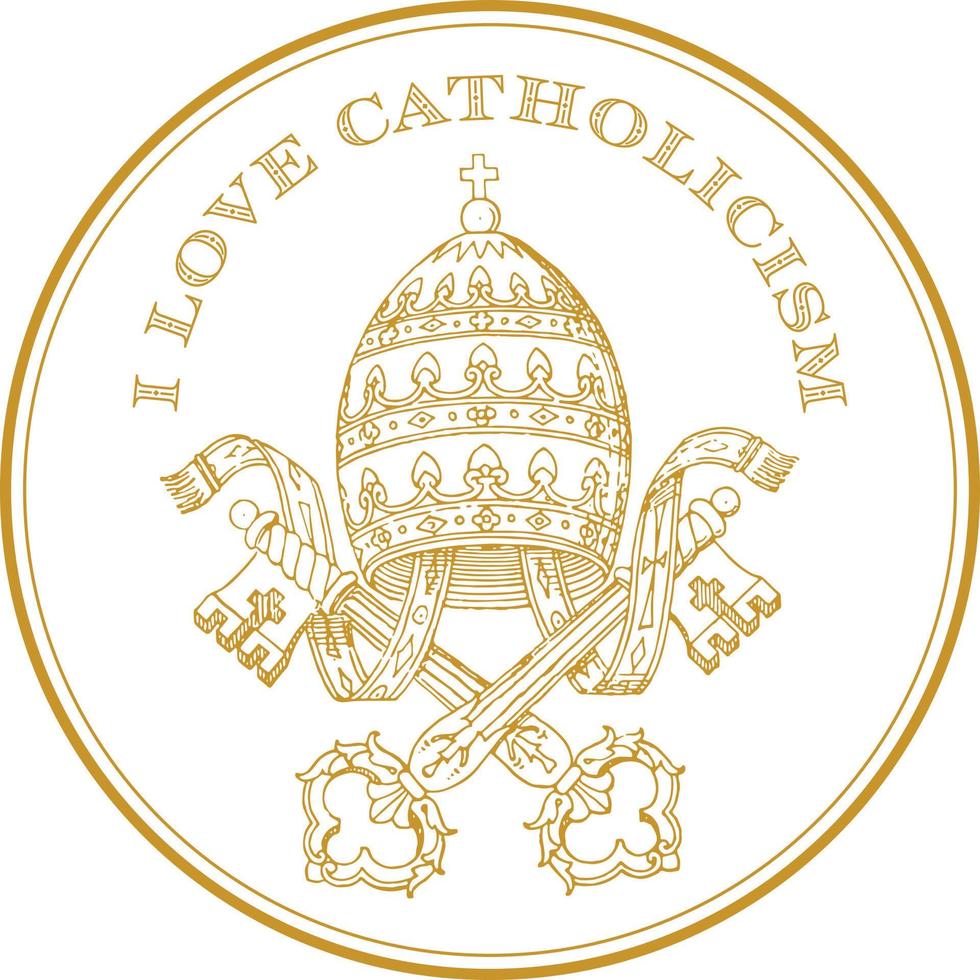 llaves de st. pedro escudo de armas de la iglesia católica. símbolo del vaticano vector