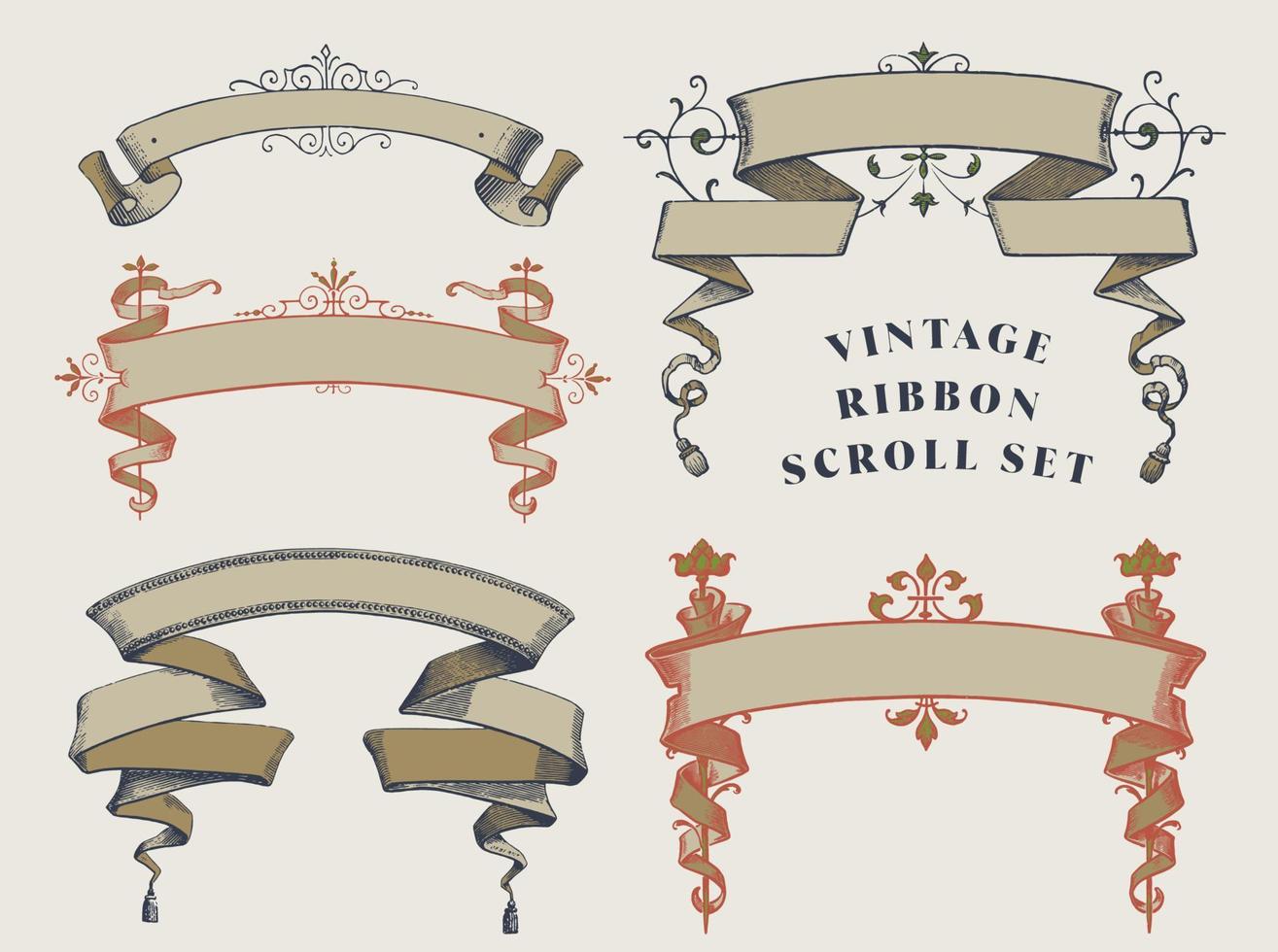 conjunto de banners de cinta vintage. aislado. ilustración vectorial para usar como anuncio, diseño de menú de celebración y diseño de título. vector