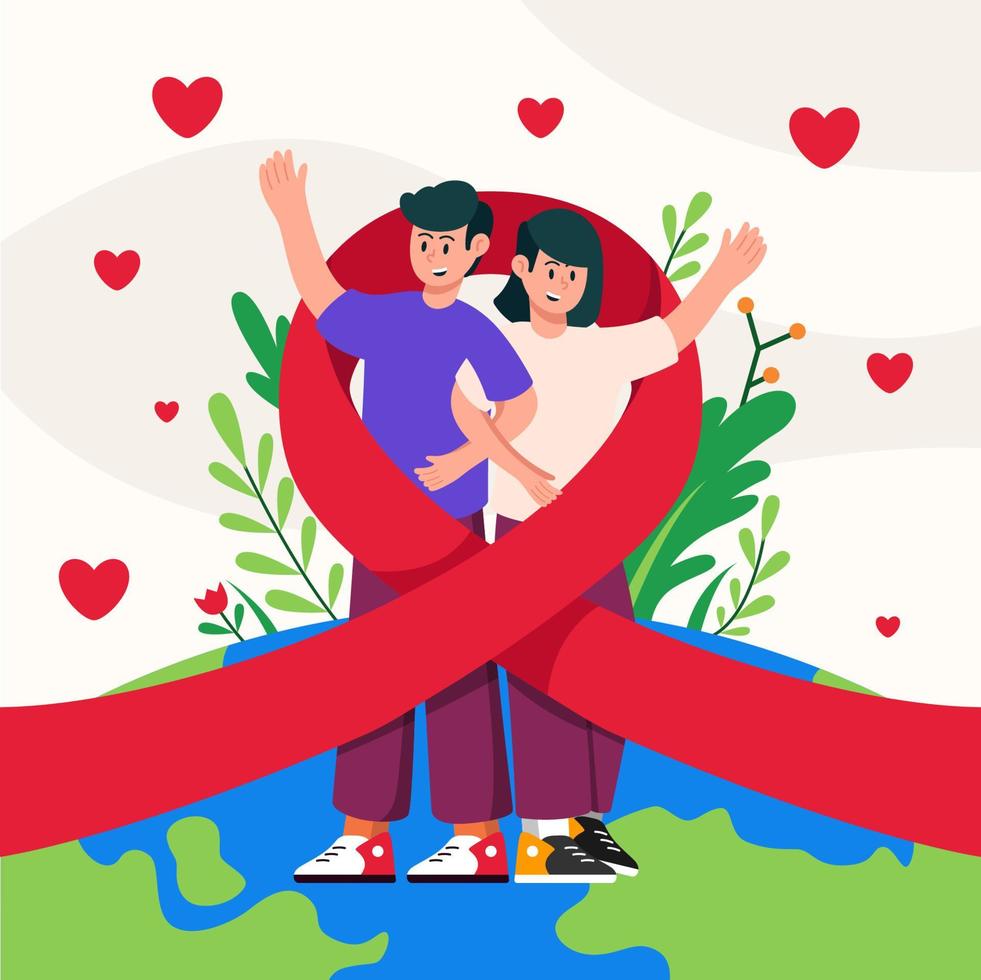 A Couple Support for World Aids Day vector