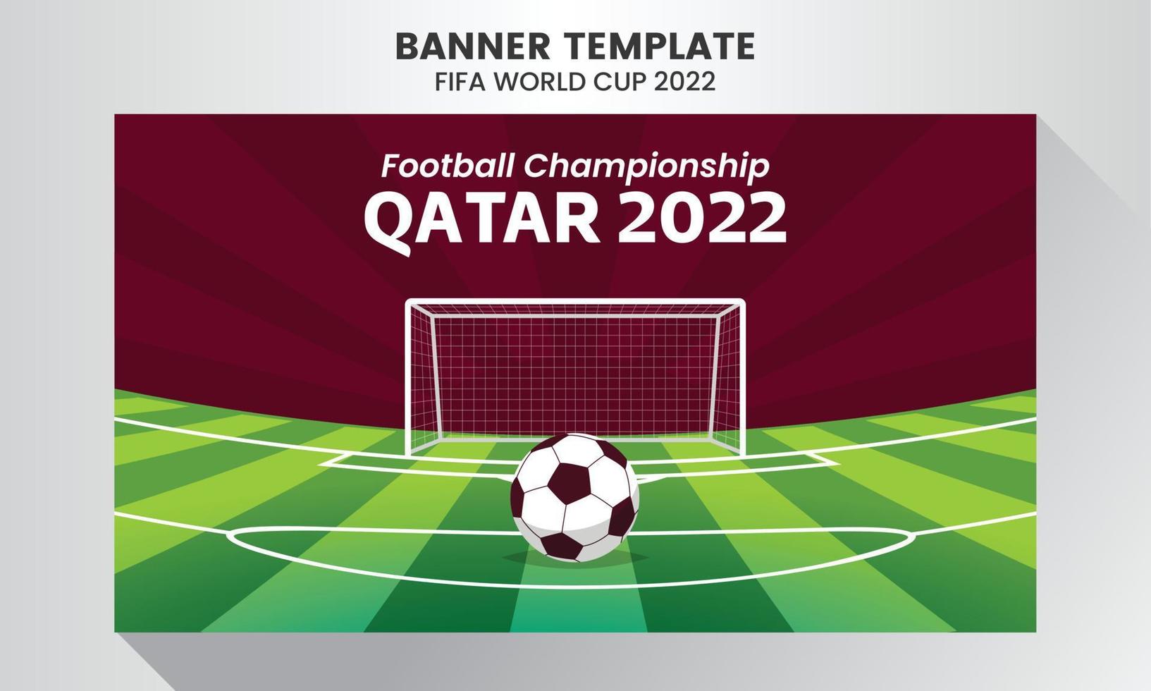 banner de ilustración de campeonato mundial de fútbol plano en qatar vector