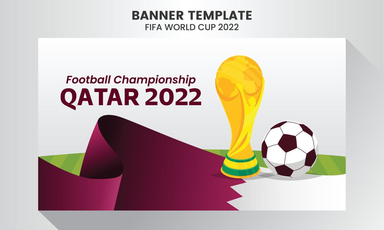 Gradient world footbal championship in qatar horizontal banner template vector