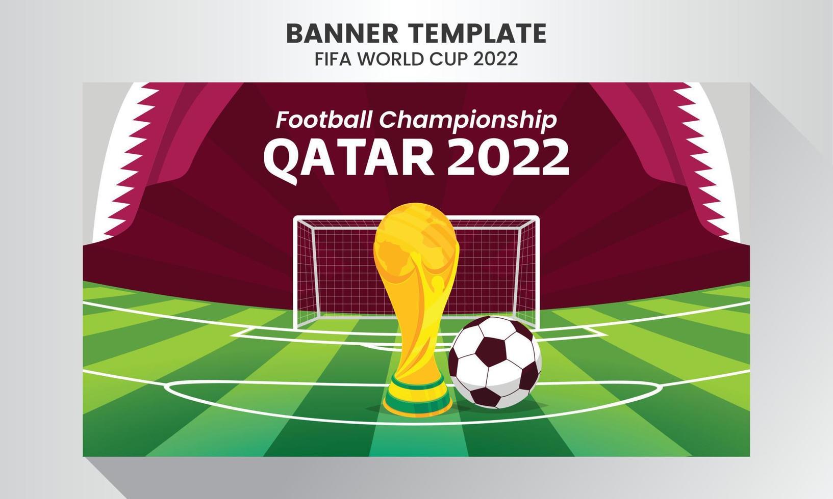 Gradient world football championship in qatar horizontal banner template vector
