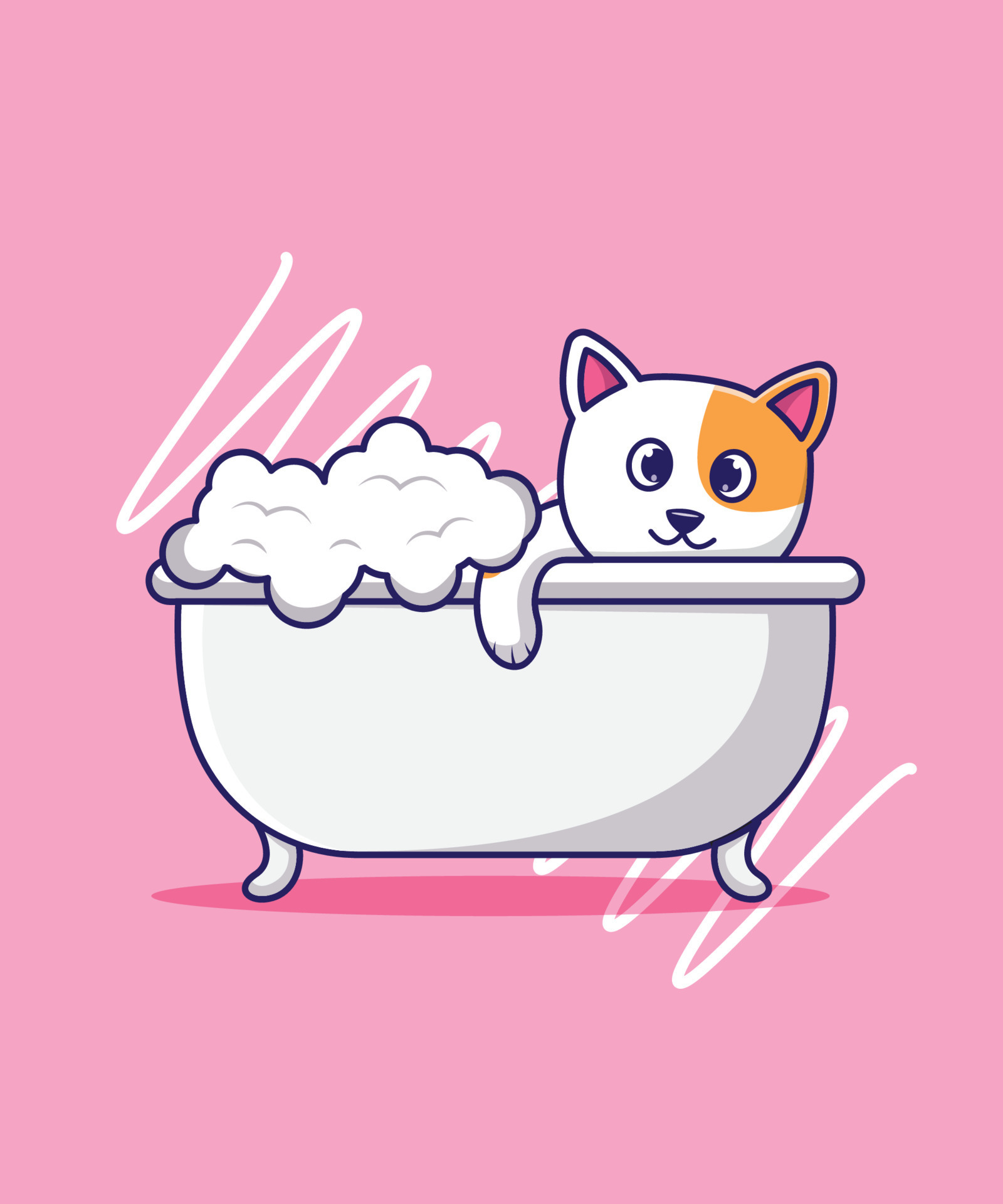 cute cat in bath tub vector illustration 13741056 Vector Art at Vecteezy