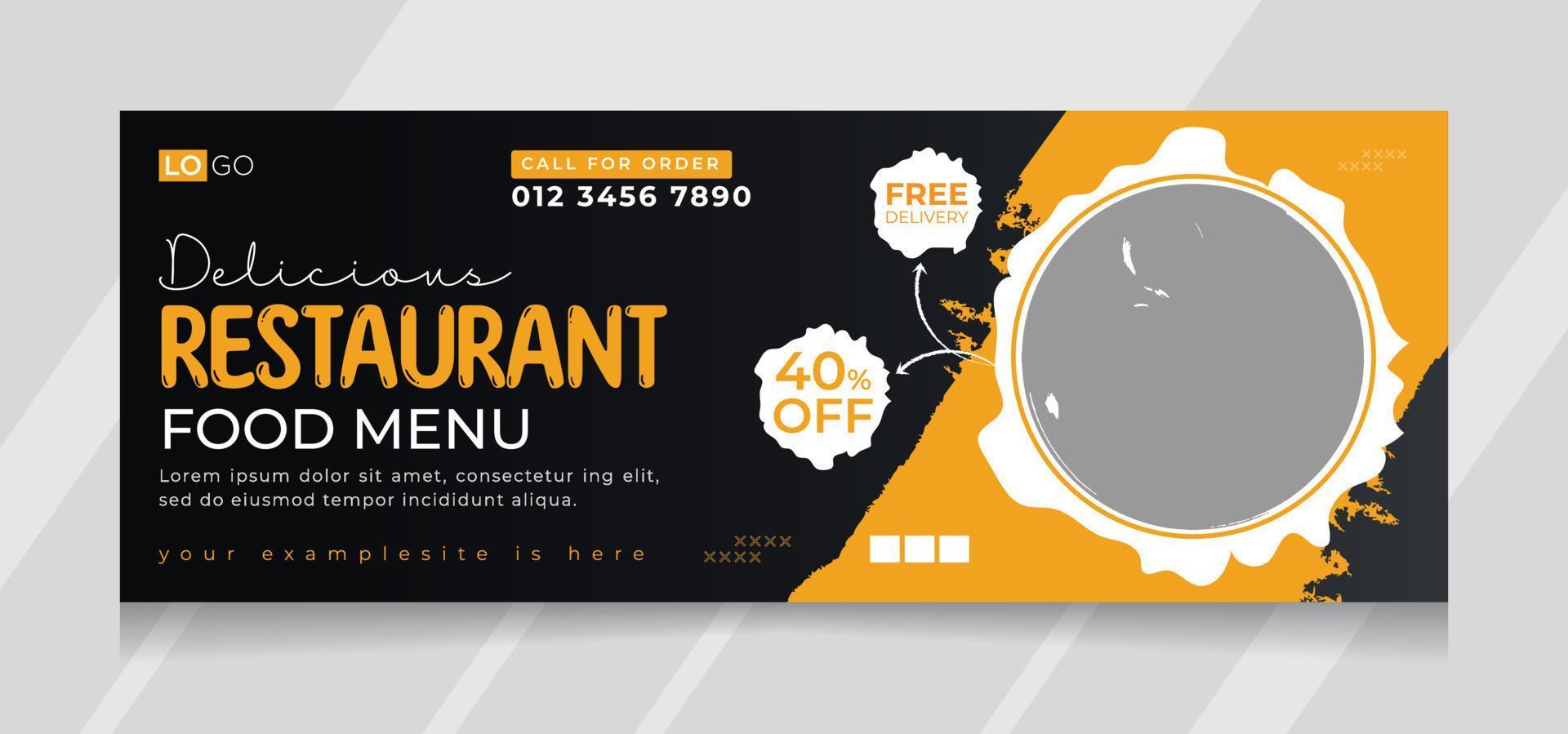 Restaurant food menu social media cover banner vector