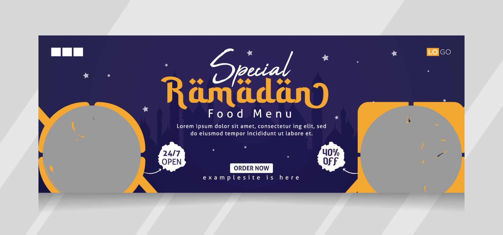 Special Ramadan food menu cover banner template vector