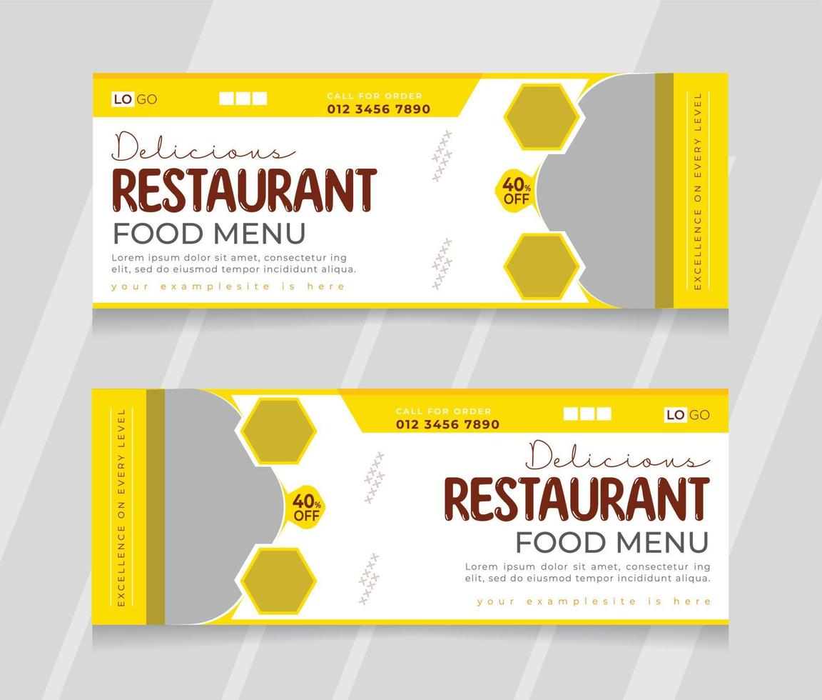 plantilla de banner de portada de redes sociales de menú de comida de restaurante vector