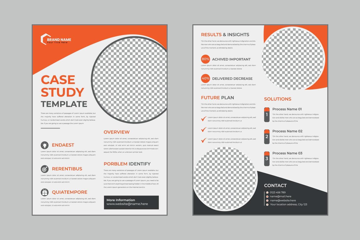 Case study flyer template design for corporate business project with mockup vector