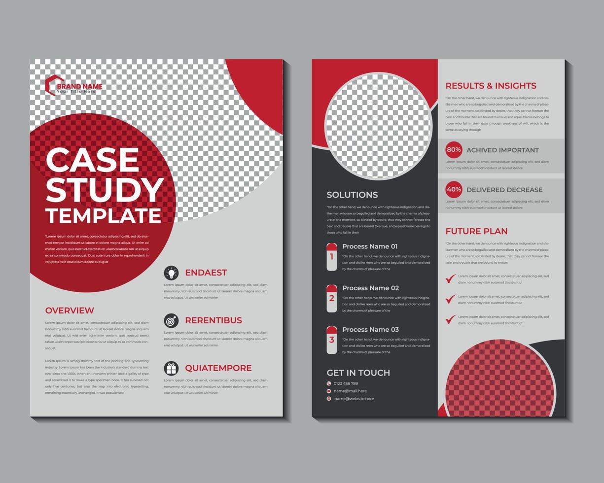 diseño de plantilla de volante de estudio de caso para proyecto empresarial corporativo con maqueta vector