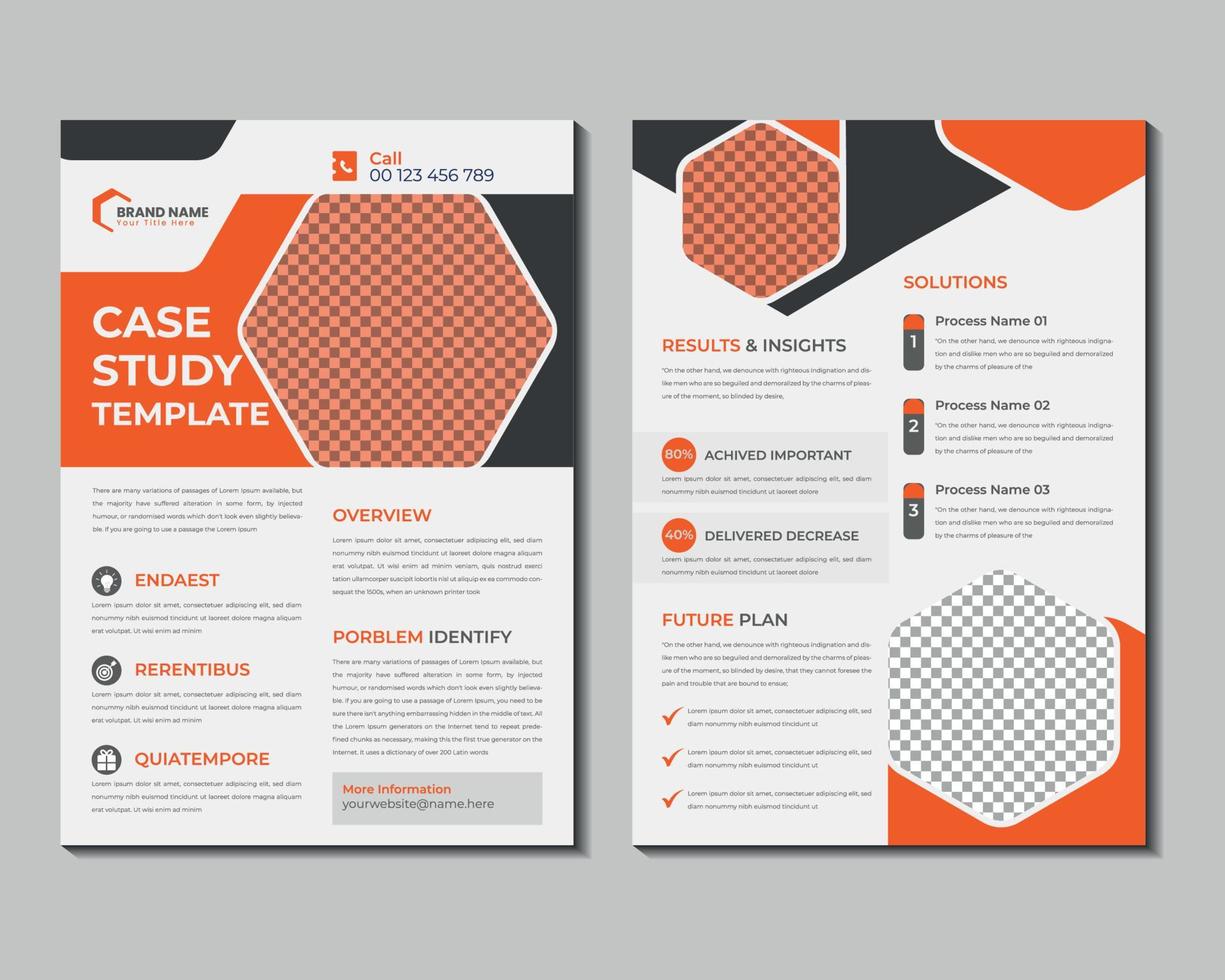 diseño de plantilla de volante de estudio de caso para proyecto empresarial corporativo con maqueta vector