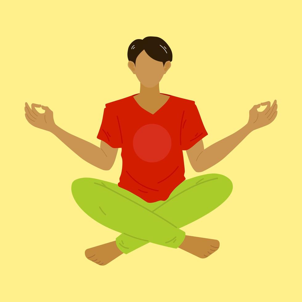 Flat illustration of a man meditating vector