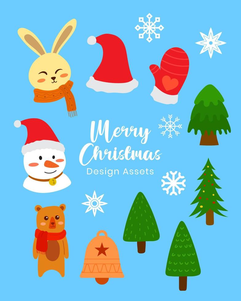 Merry Christmas Illustration Design Assets vector