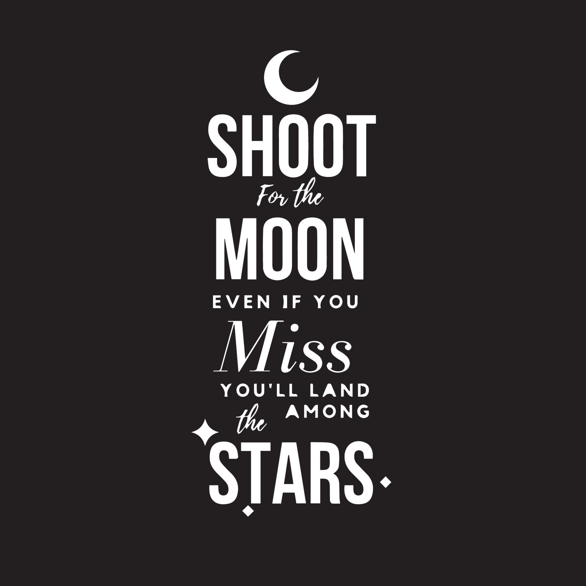 Inspirational Typography quotes tshirt design- Shoot for the moon Free Vector