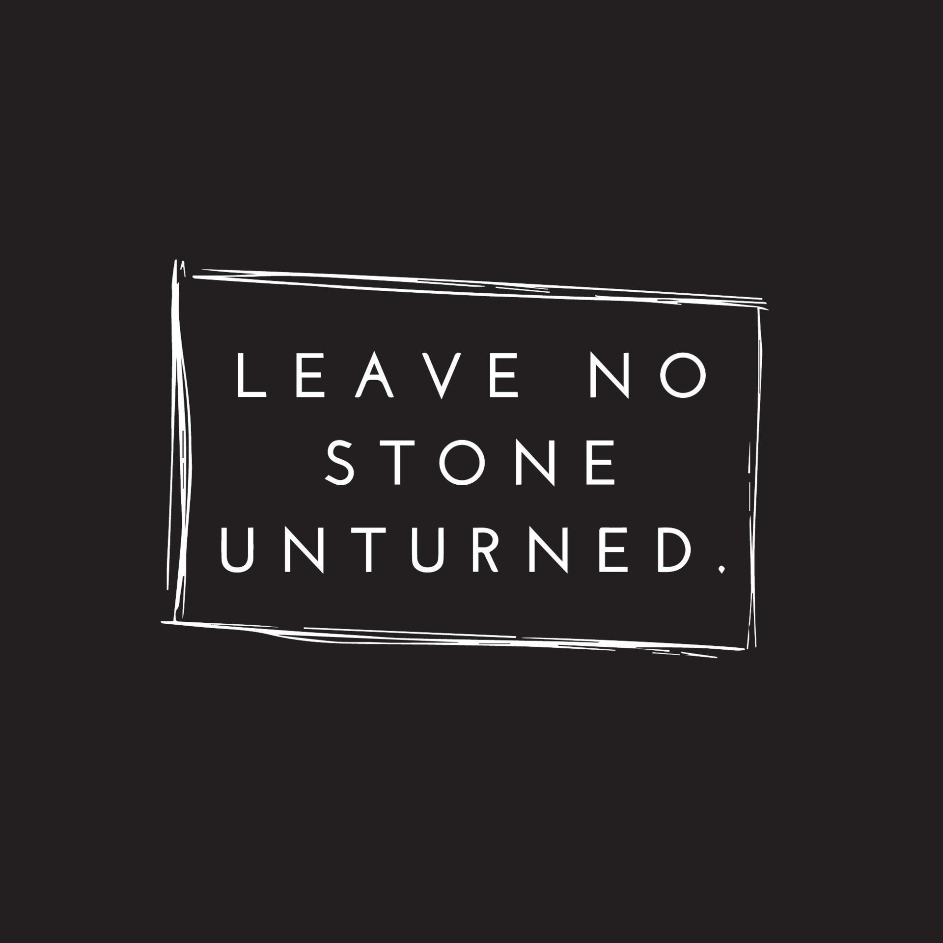 Motivational positive quote and phrase Leave no stone unturned