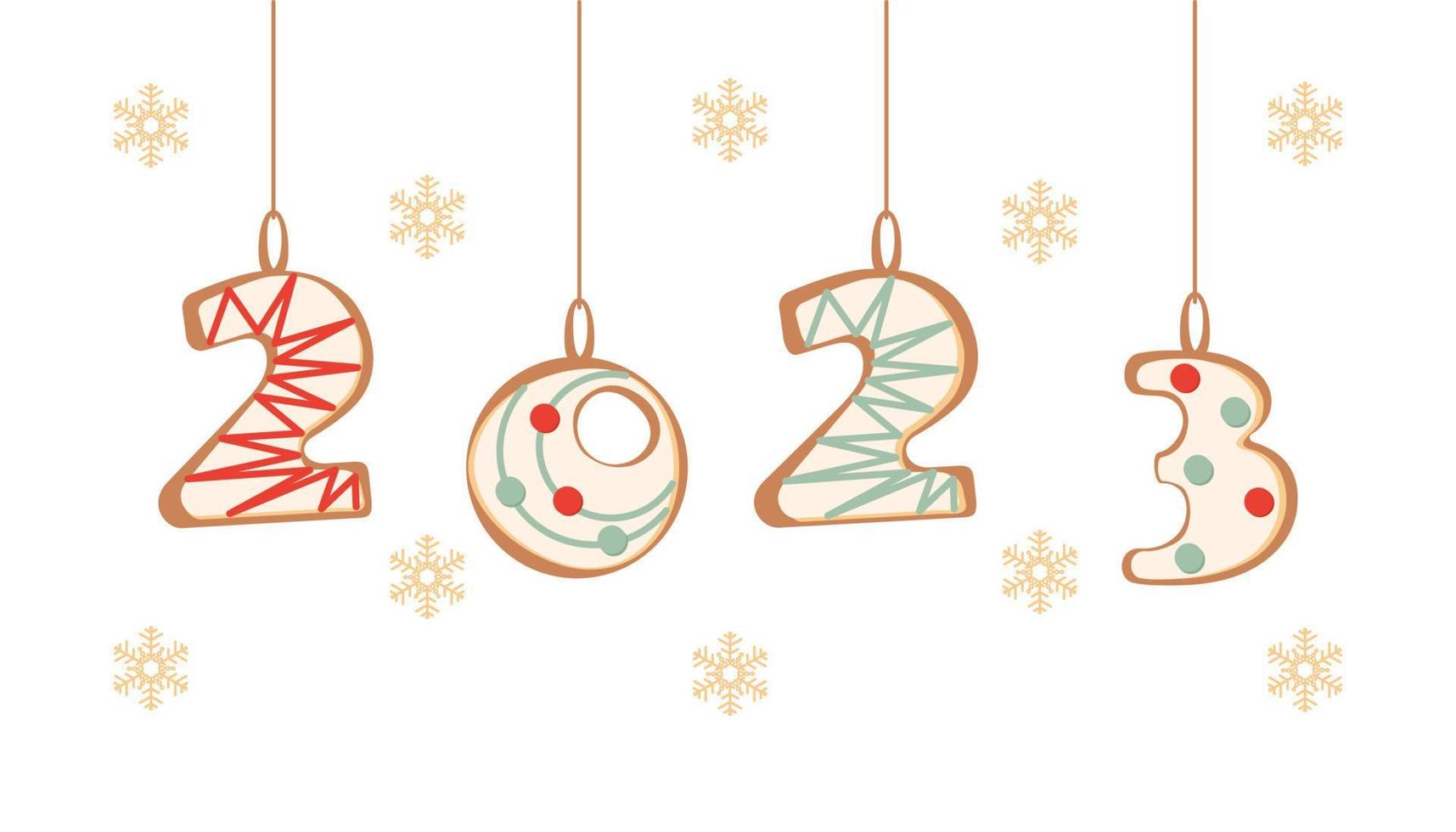 Set of gingerbread cookies for Christmas. New Year Ginger classic decorated cookie. Holiday winter symbols. Vector color illustration isolated on white background