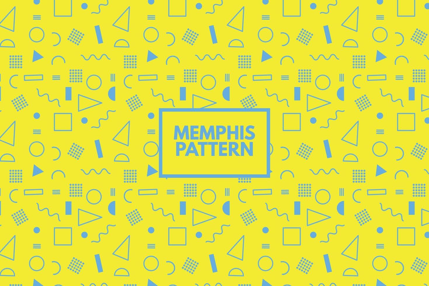 Geometrical outline shapes. Memphis 80s 90s retro style. Seamless repeat vector pattern. Abstract yellow background